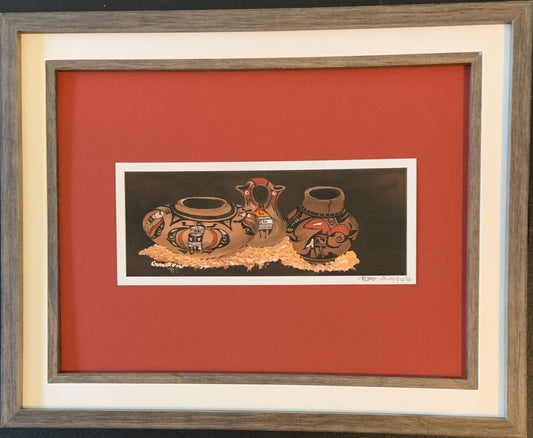 Pottery Limited Edition Print of Oil Painting Framed 18/50 - Gene's Pen & Ink