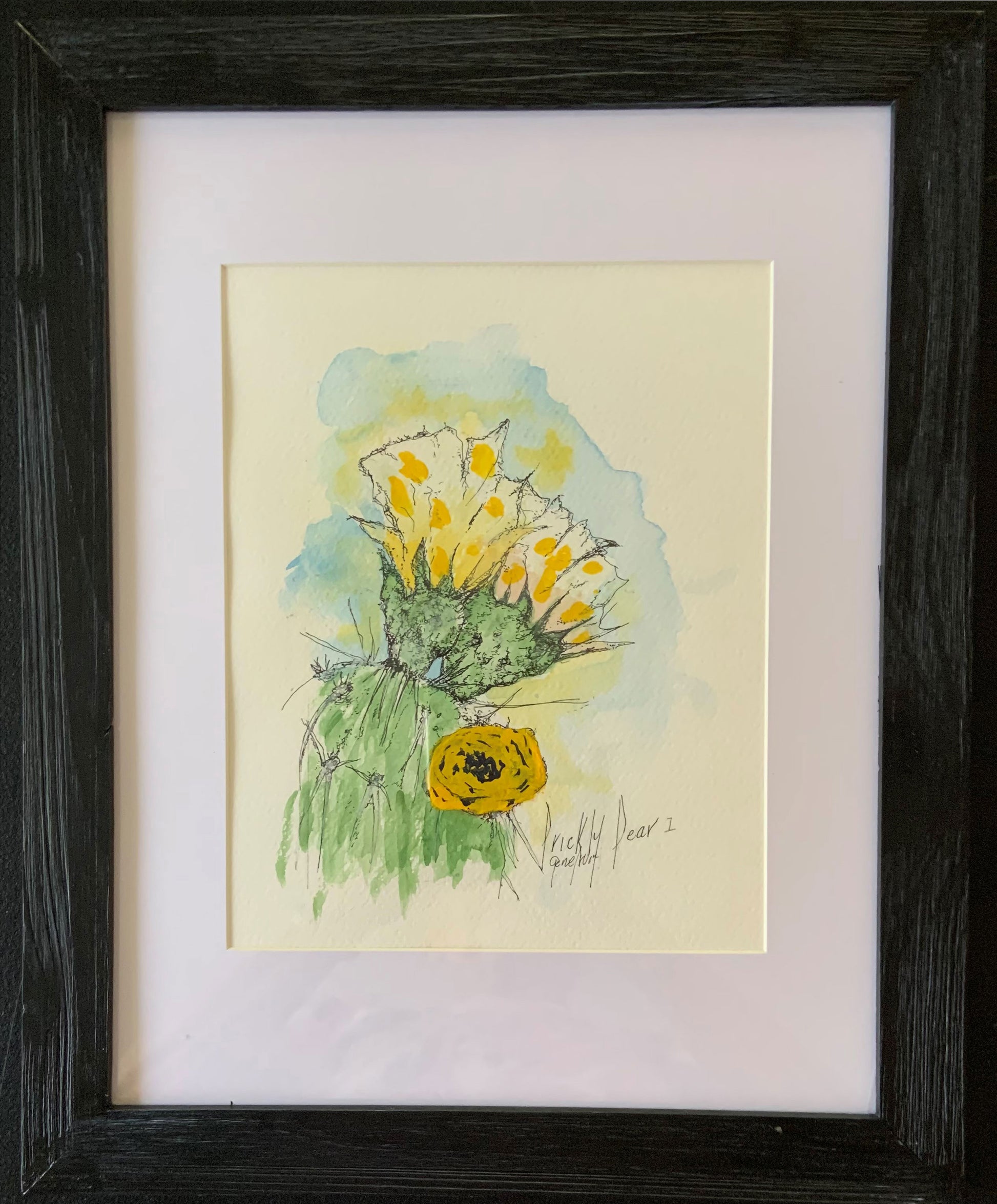 Prickly Pear Cactus Flower Yellow Original - Gene's Pen & Ink