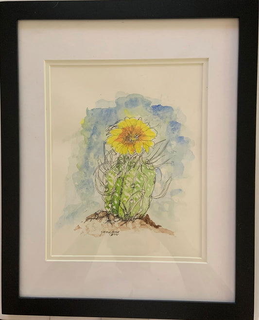 Yellow Cactus Flower Original - Gene's Pen & Ink