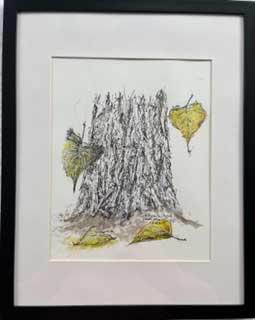 Cottonwood Tree Trunk Original - Gene's Pen & Ink