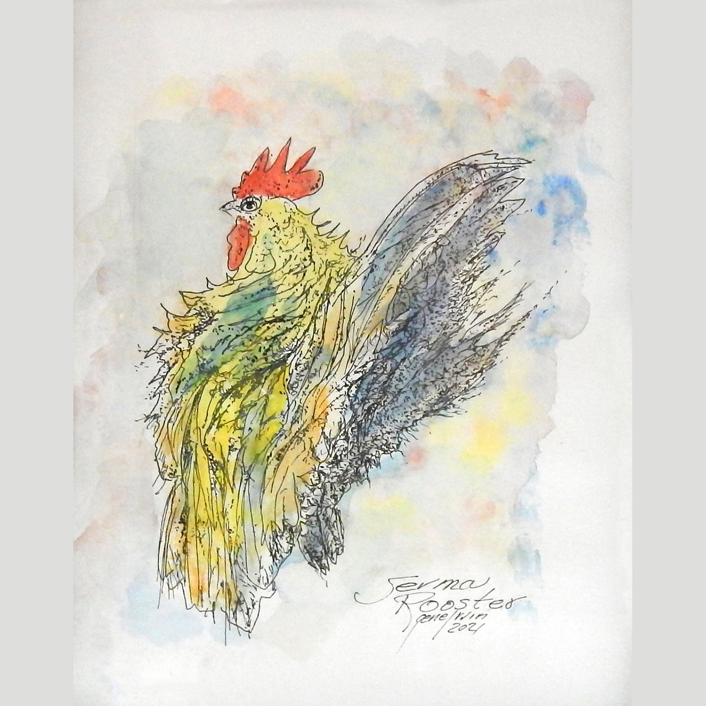 Serama Rooster Original - Gene's Pen & Ink